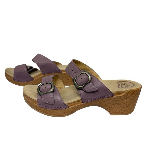 Dansko Sophie Purple Leather Buckle Strap Platform Sandals Women's size 8 - Picture 1 of 9
